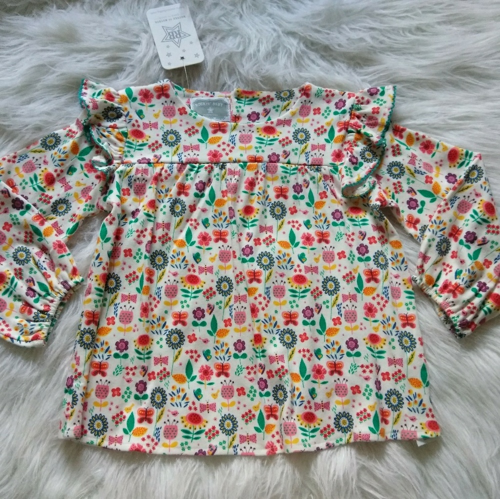 Rockin' Baby Cute Flowy Spring LS Top NWT 3/4Y